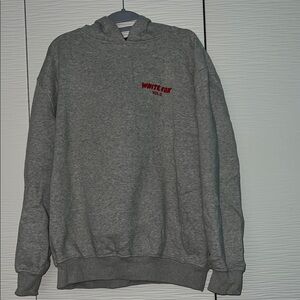 White Fox Boutique Gray Hoodie with Red Logo